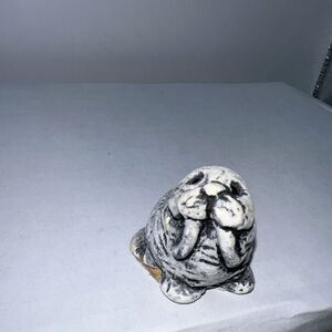 Vintage Handcarved Mt St Helens Volcanic Ash - Walrus Figurine Sculpture  2"H‎
